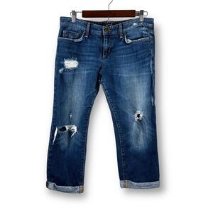 Joe’s Jeans Women's 27‎ Ex-Lover Cropped Boyfriend Jeans Cuffed Distressed Denim